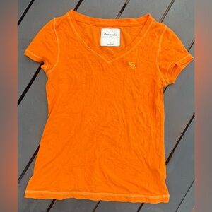 Y2K Abercrombie kids Orange Short Sleeves V-Neck Tee Tshirt Girls Size Small